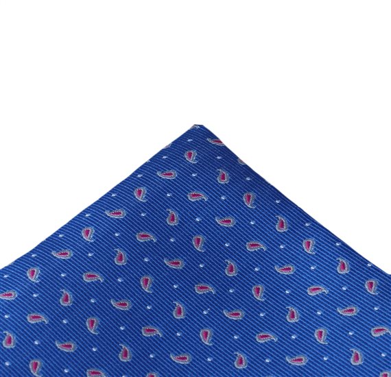 Mouchoir de Poche Bleu France Paisley Fuchsia