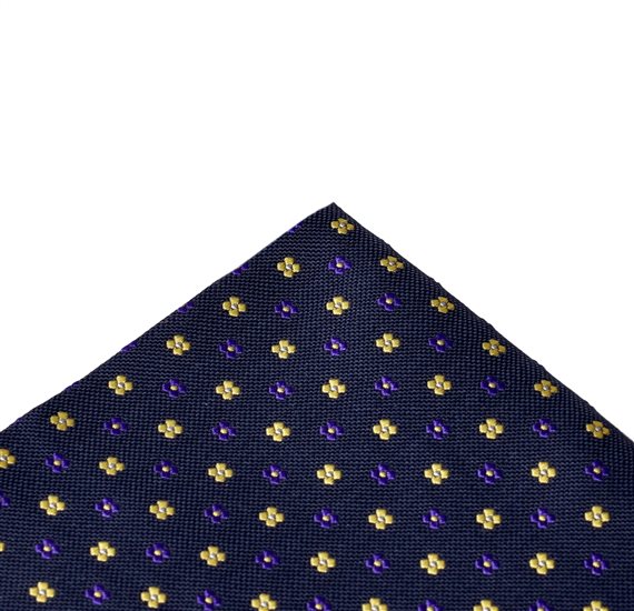 Mouchoir de Poche Bleu Marine avec Fleurs