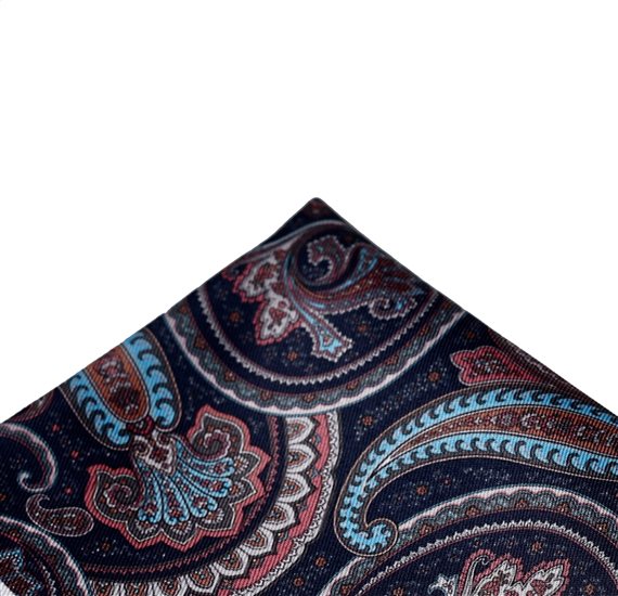Mouchoir de Poche Bleu Paisley Marron