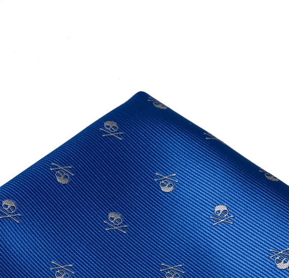 Mouchoir de Poche Bleu Marine avec Têtes de Mort