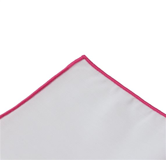 Mouchoir de Poche Blanc et Rose Fraise