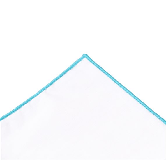 Mouchoir de Poche Blanc et Turquoise Foncé