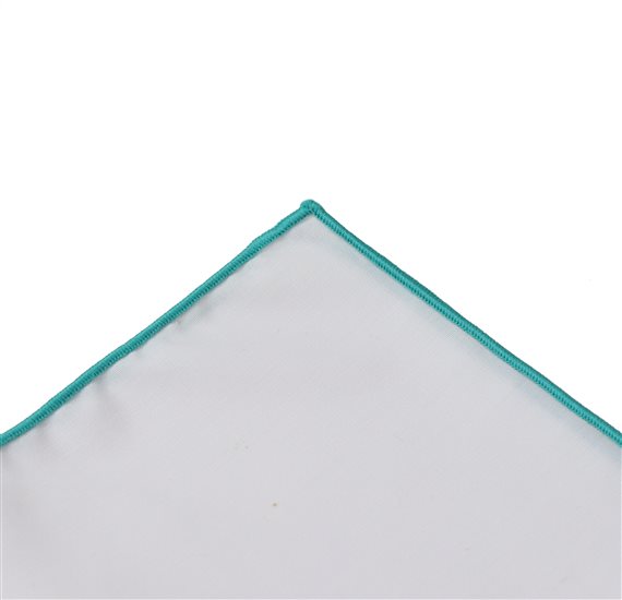 Mouchoir de Poche Blanc et Vert Turquoise