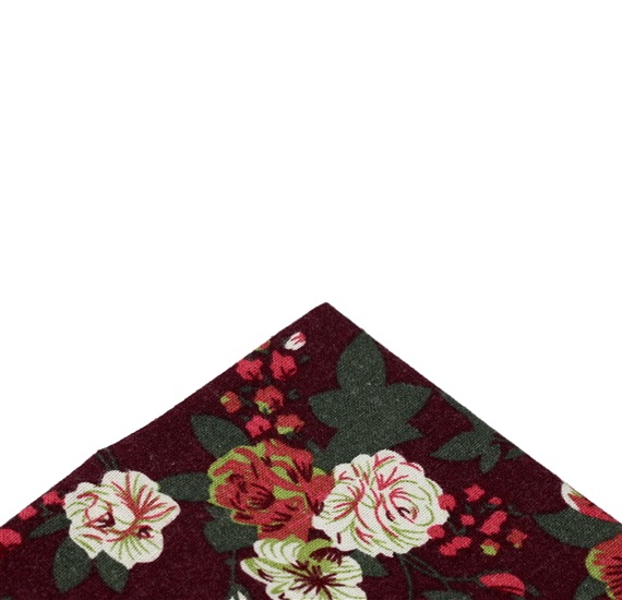 Mouchoir de Poche Bordeaux avec Fleurs