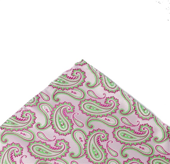 Mouchoir de Poche Cachemire Vert et Magenta
