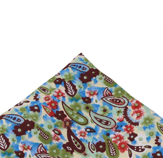 Mouchoir de Poche Fleurs Paisley Vert