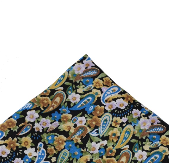 Mouchoir de Poche Fleurs et Cachemire Vert