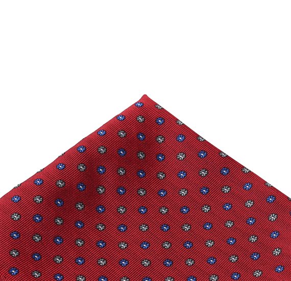 Mouchoir de Poche Bordeaux Fleurs Bleues