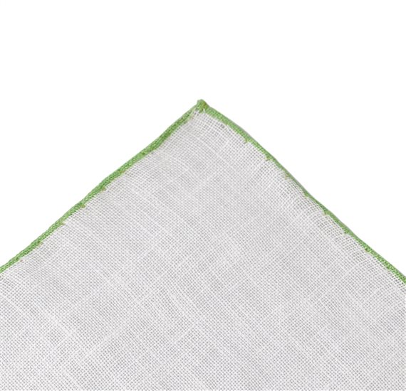 Mouchoir de Poche en Lin Blanc et Vert