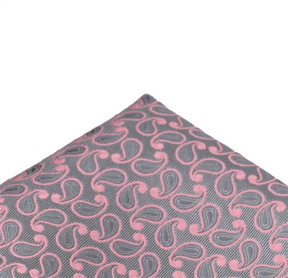 Mouchoir de Poche Paisley Rose et Gris