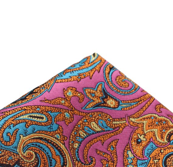 Mouchoir de Poche Rose Paisley Ocre