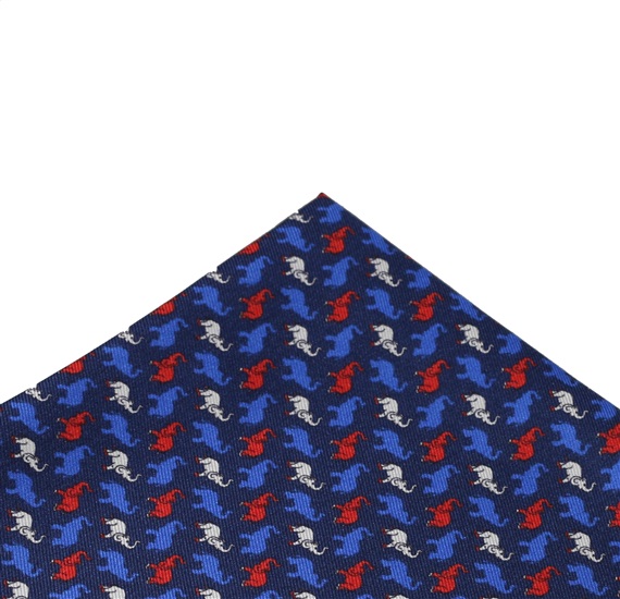 Mouchoir de Poche en Soie Bleue avec Éléphants