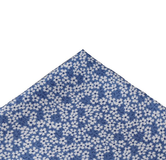 Mouchoir de Poche en Soie Bleu Fleurs
