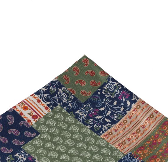 Mouchoir de Poche en Soie Paisley Vert
