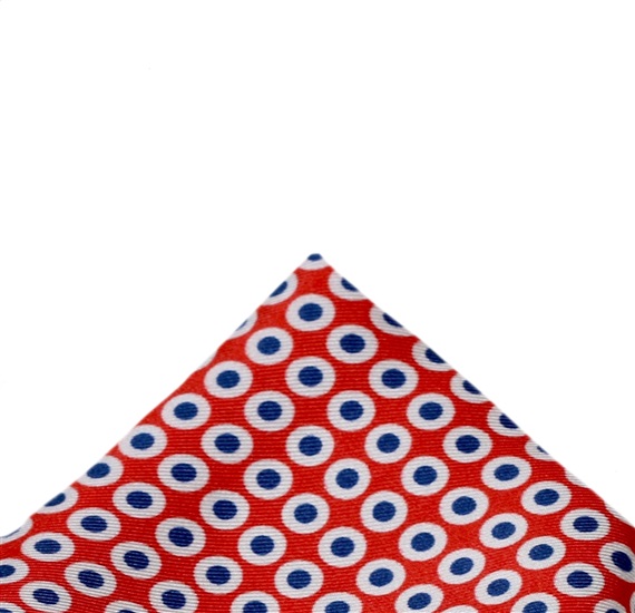 Mouchoir de Poche en Soie Rouge à Pois Bleus
