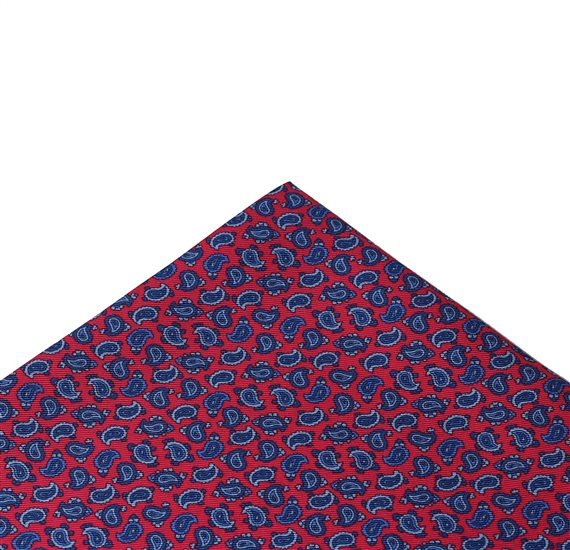 Mouchoir de Poche en Soie Rouge Paisley