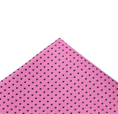 Mouchoir de Poche en Soie Rose à Pois Noirs
