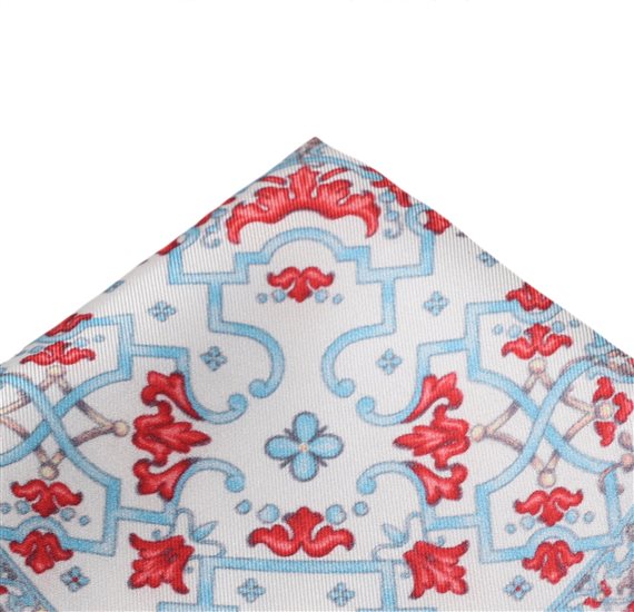 Mouchoir de Poche en Soie Rose Corail Imprimé