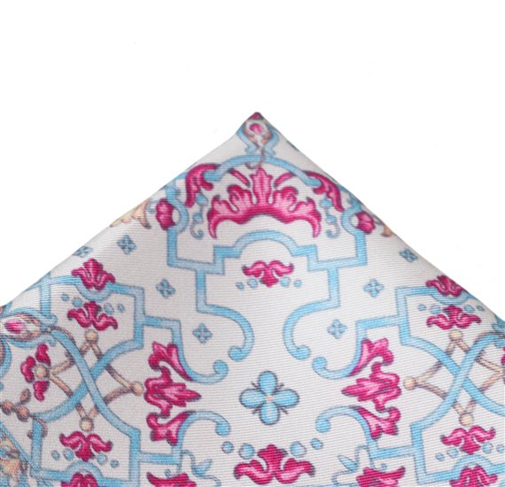 Mouchoir de Poche en Soie Rose Imprimé