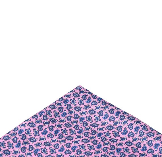Mouchoir de Poche en Soie Rose Paisley