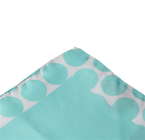 Mouchoir de Poche en Soie Turquoise à Cercles