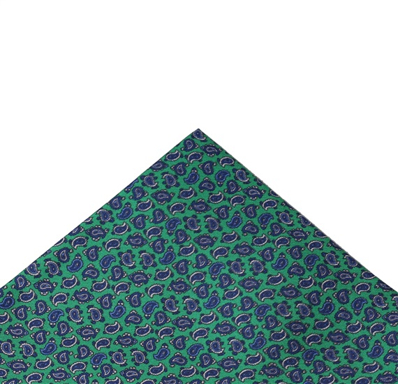 Mouchoir de Poche en Soie Vert avec Cachemire