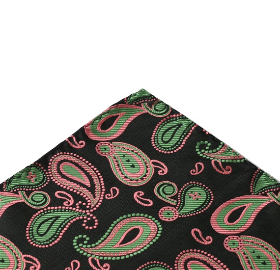 Mouchoir de Poche Vert Cachemire Rose