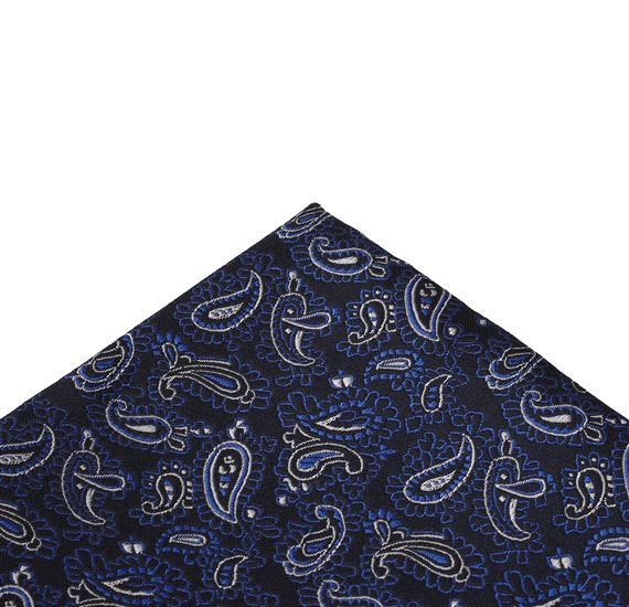 Mouchoir de Poche Bleu Marine Paisley Bleu Canard