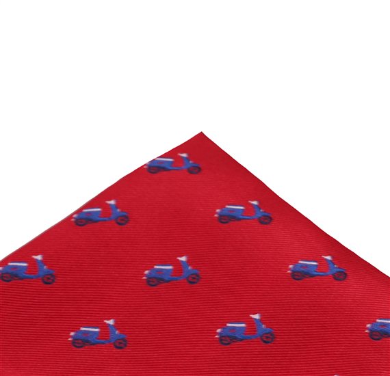 Mouchoir de Poche Rouge Vespas Bleues
