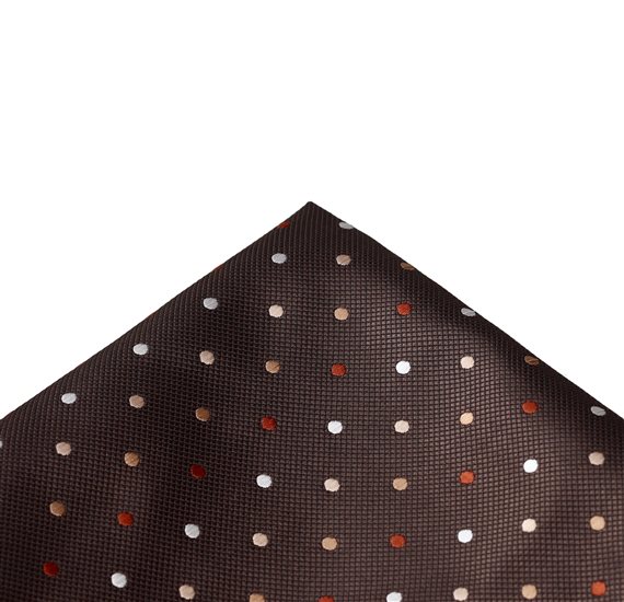 Mouchoir de Poche en Soie Marron à Pois