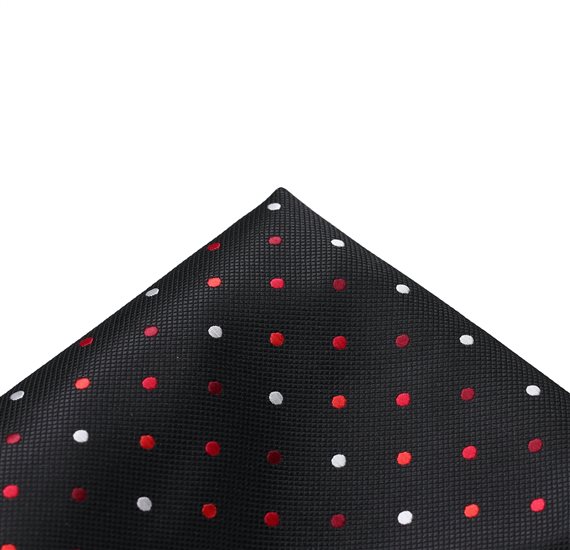 Mouchoir de Poche en Soie Noir à Pois
