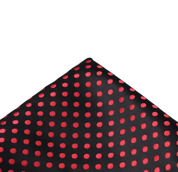 Mouchoir de Poche en Soie Noir à Pois Rouges