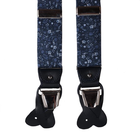 BRETELLE EN COTON BLEU MARINE FLEURS