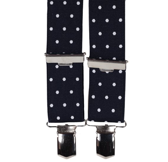 BRETELLE ÉLASTIQUE BLEU MARINE À POIS BLANCS