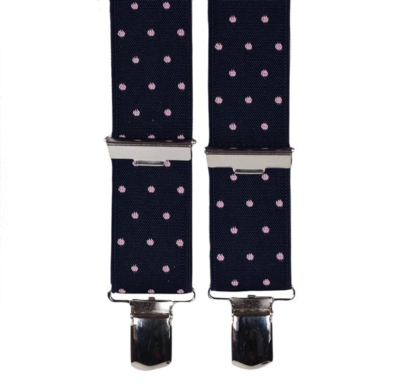 Bretelle Élastique Bleu Marine Pois Roses