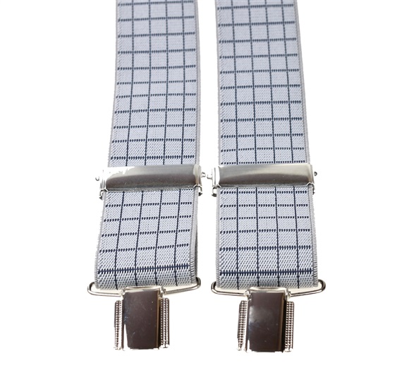 Bretelle Élastique Gris Perle à Carreaux