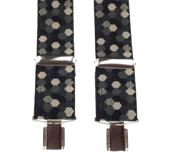 Bretelle Élastique Hexagones Noirs et Beige