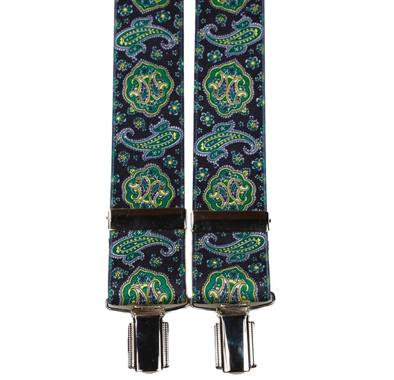 Bretelle Élastique Noire avec Motif Cachemire Vert