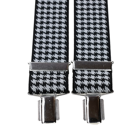 Bretelle Élastique Pied-de-Poule Blanc et Noir