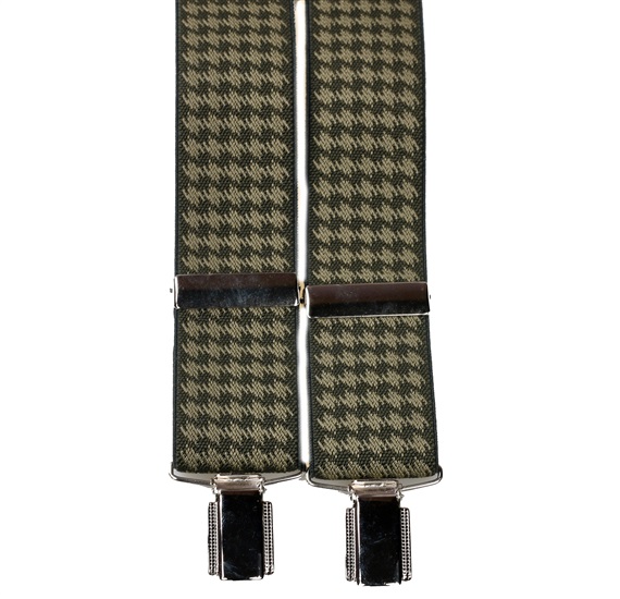 Bretelle Élastique Pied-de-Poule Vert Olive
