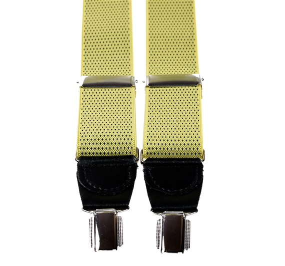 Bretelle Élastique en Cuir Jaune avec Taches Noires