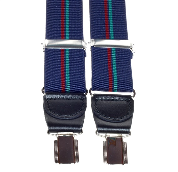 Bretelle Élastique en Cuir Bleu Marine à Rayures
