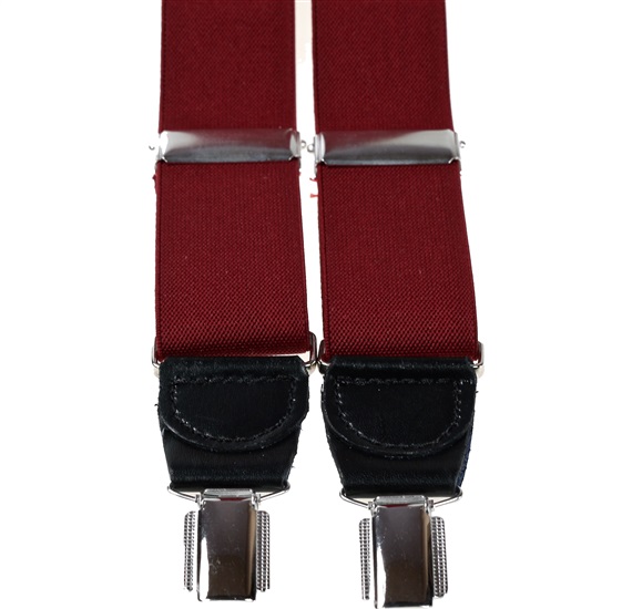 Bretelle Élastique en Cuir Bordeaux