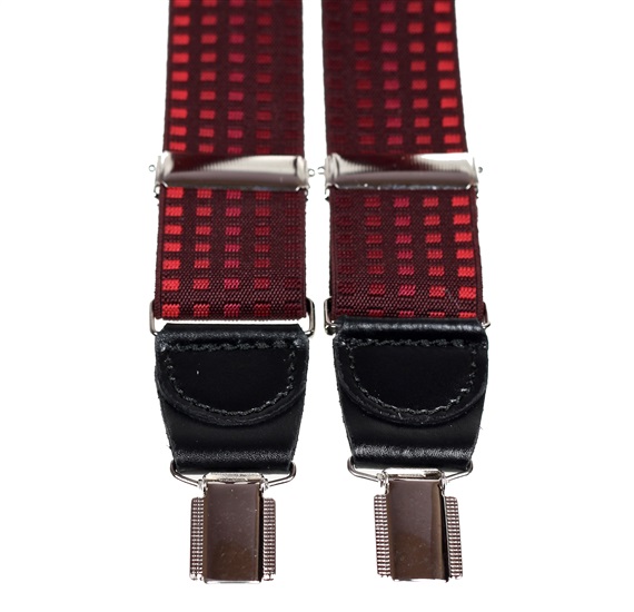 Bretelle Élastique Cuir Carrés Grenat