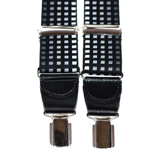Bretelle Élastique Cuir Carrés Noirs