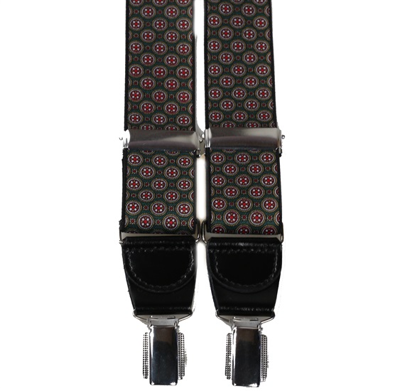Bretelle Élastique Cuir Motif Vert Foncé