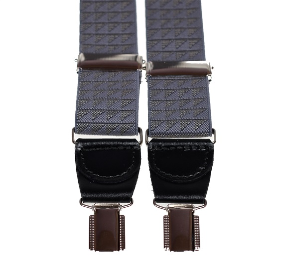 Bretelle Élastique en Cuir Gris Moyen avec Triangles