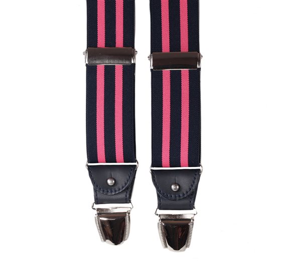 Bretelle Élastique Cuir Rayures Roses