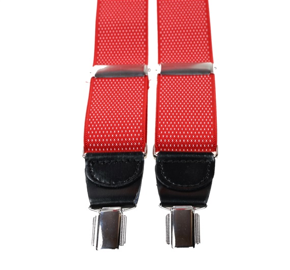 Bretelle Élastique en Cuir Rouge avec Taches Blanches
