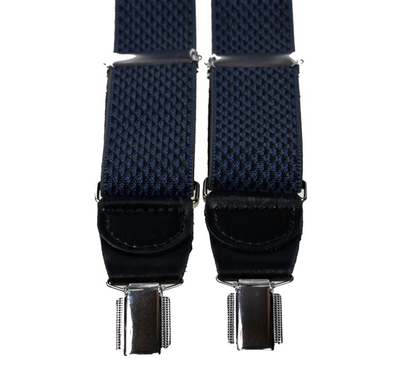 Bretelle Élastique Cuir Losanges Bleu Marine